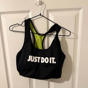 Nike Black and Green Sports Bra